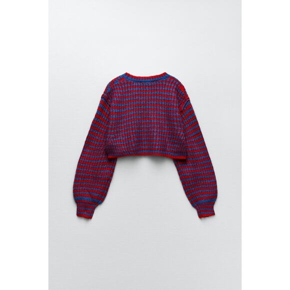 Zara Striped Knit Cropped Crewneck Sweater - Picture 10 of 14